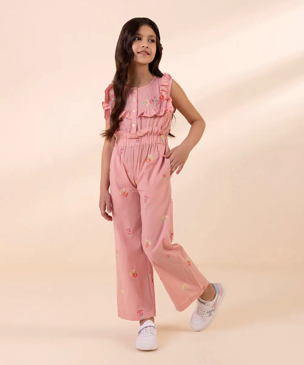 Embroidered Yarn Dyed Jumpsuit