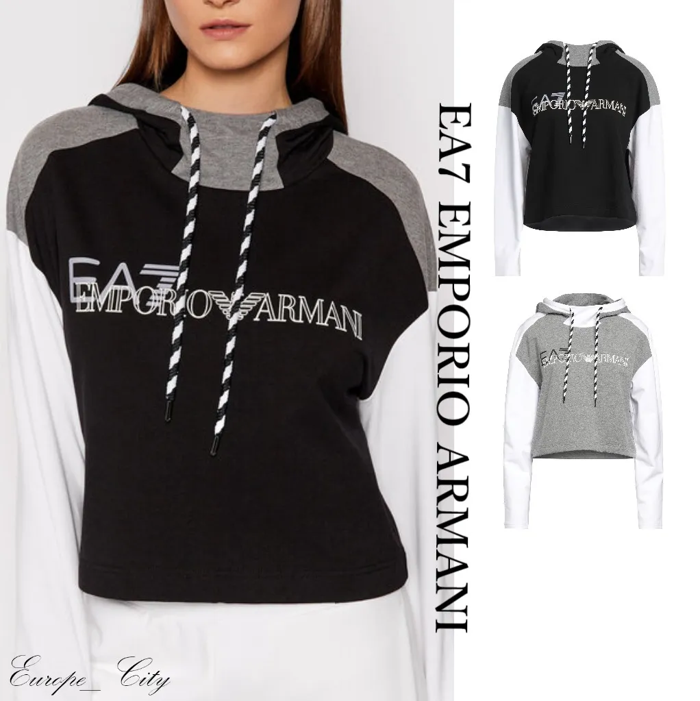 EMPORIO ARMANI  |Plain Cotton Logo Hoodies & Sweatshirts