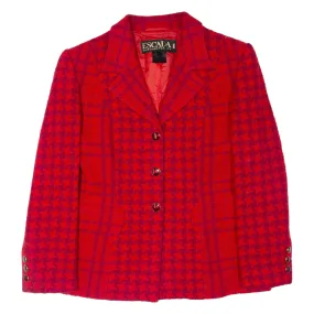 ESCADA Star Pattern Womens Blazer Jacket Red Wool Check M