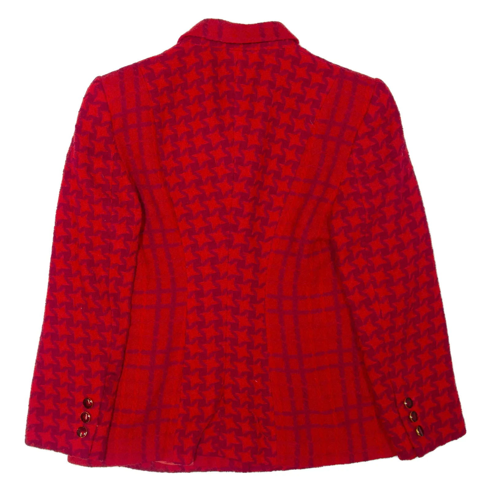 ESCADA Star Pattern Womens Blazer Jacket Red Wool Check M