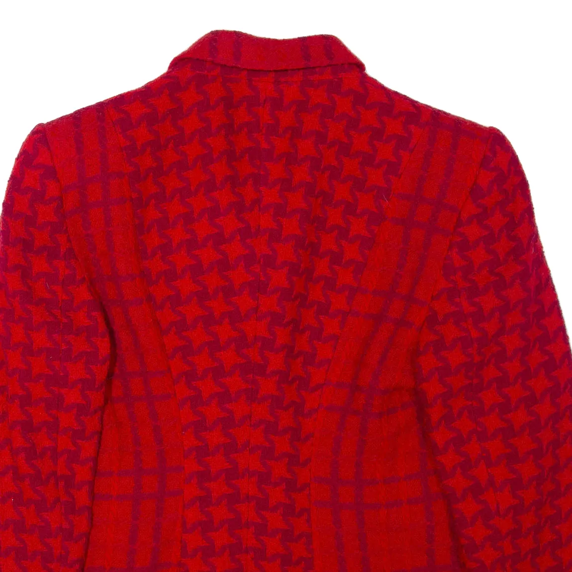 ESCADA Star Pattern Womens Blazer Jacket Red Wool Check M