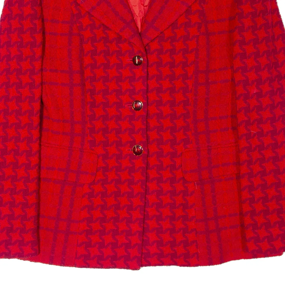 ESCADA Star Pattern Womens Blazer Jacket Red Wool Check M