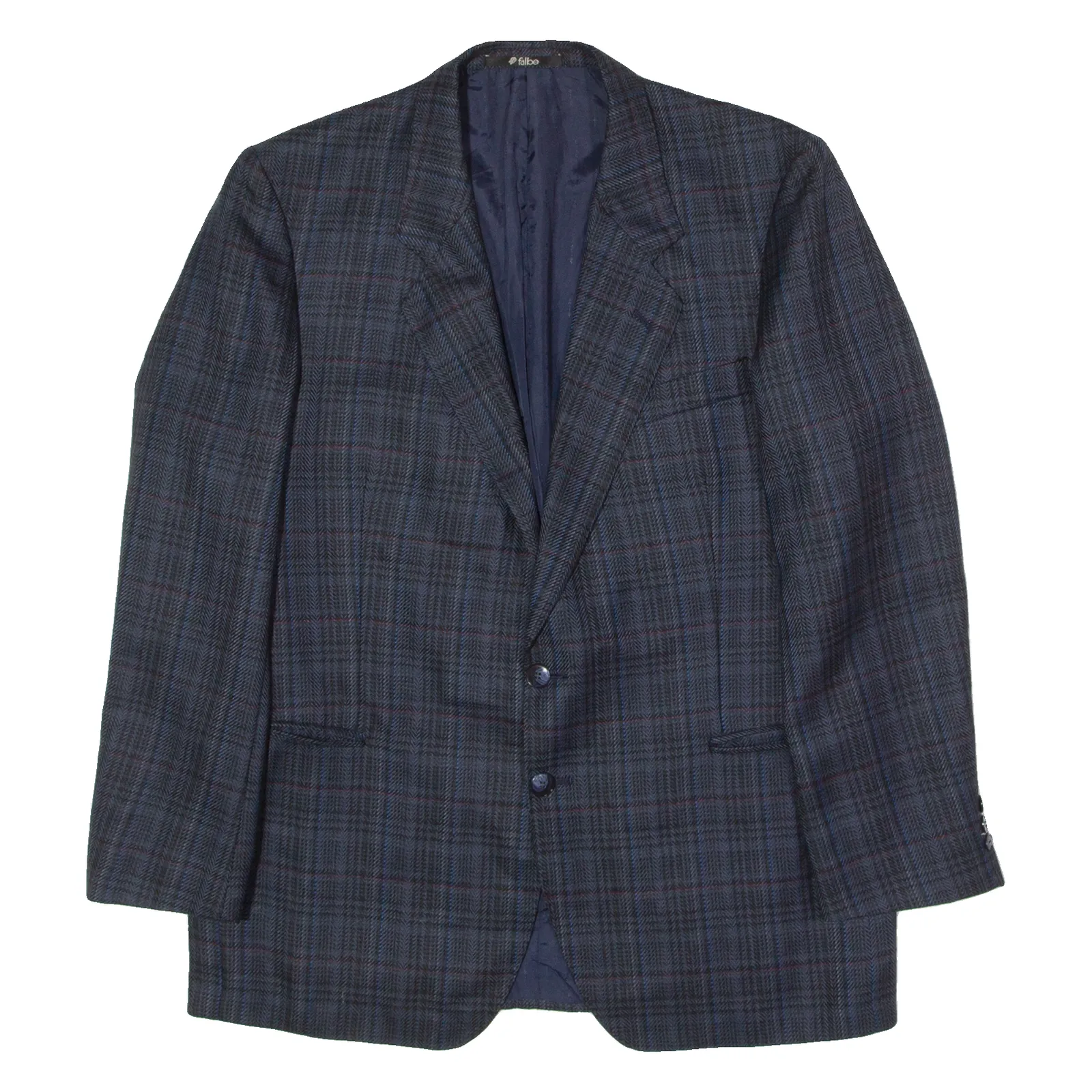 FALBE Mens Blazer Jacket Blue 90s Plaid L