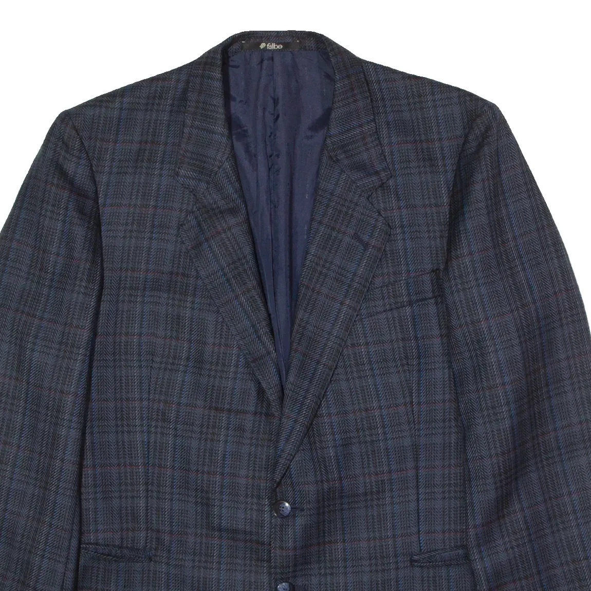 FALBE Mens Blazer Jacket Blue 90s Plaid L