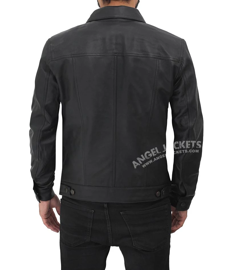 Fernando Black Leather Trucker Jacket