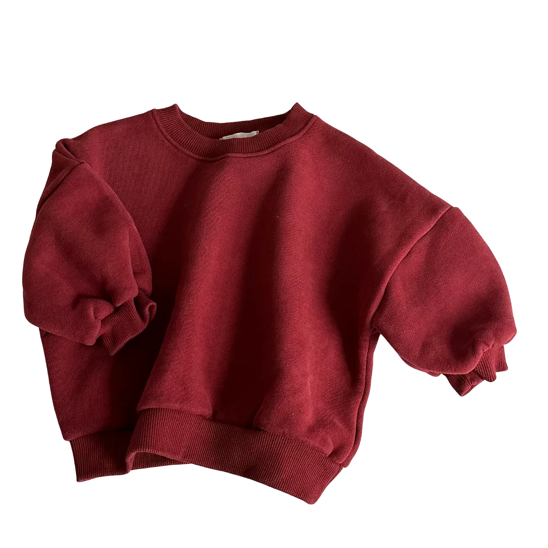 Fleeced Cotton Sweatshirt - Maroon