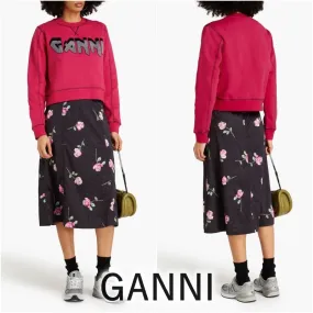 Ganni  |Sweat Long Sleeves Cotton Logo Hoodies & Sweatshirts