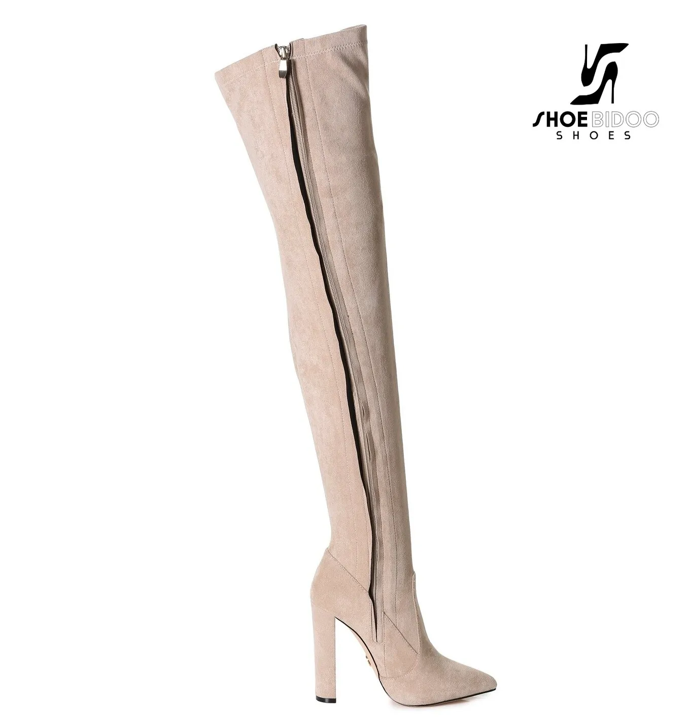 Giaro thigh boots TRINKET in beige suede with 12cm heels