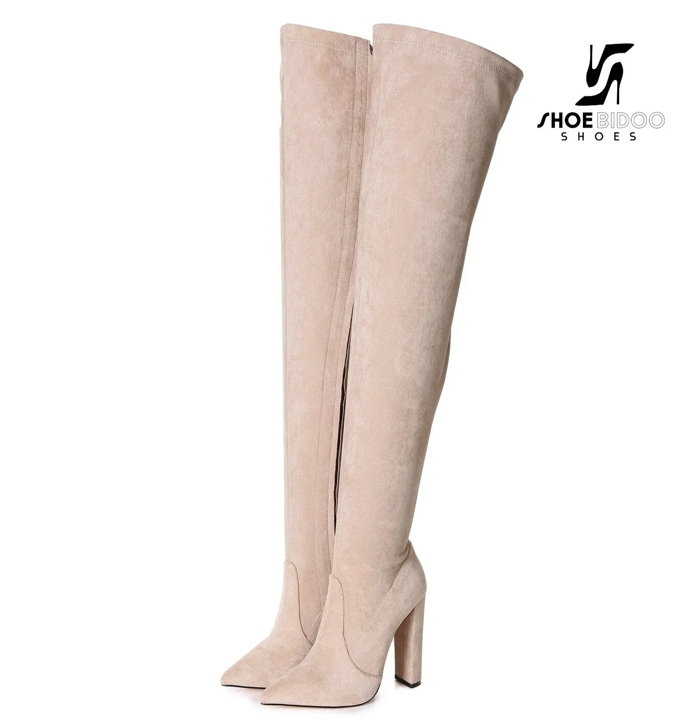 Giaro thigh boots TRINKET in beige suede with 12cm heels