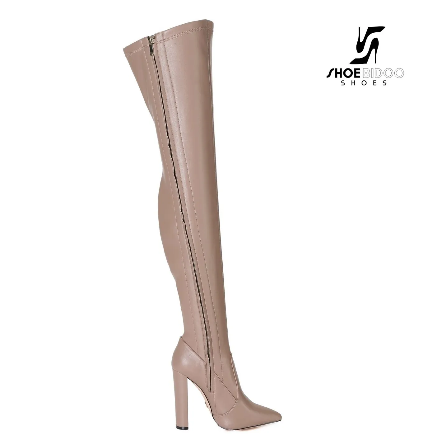 Giaro thigh boots TRINKET in taupe mat with 12cm heels