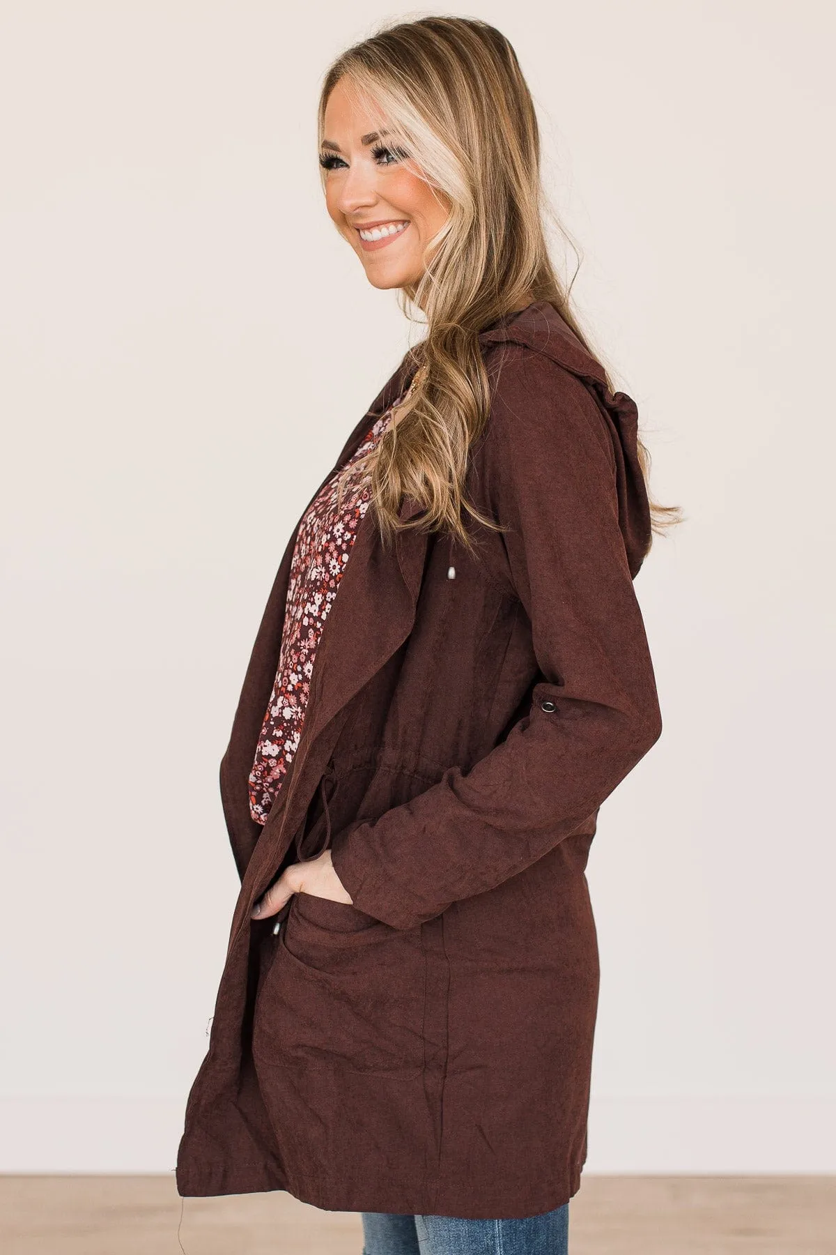 Go Getter Open Front Lightweight Jacket- Wine