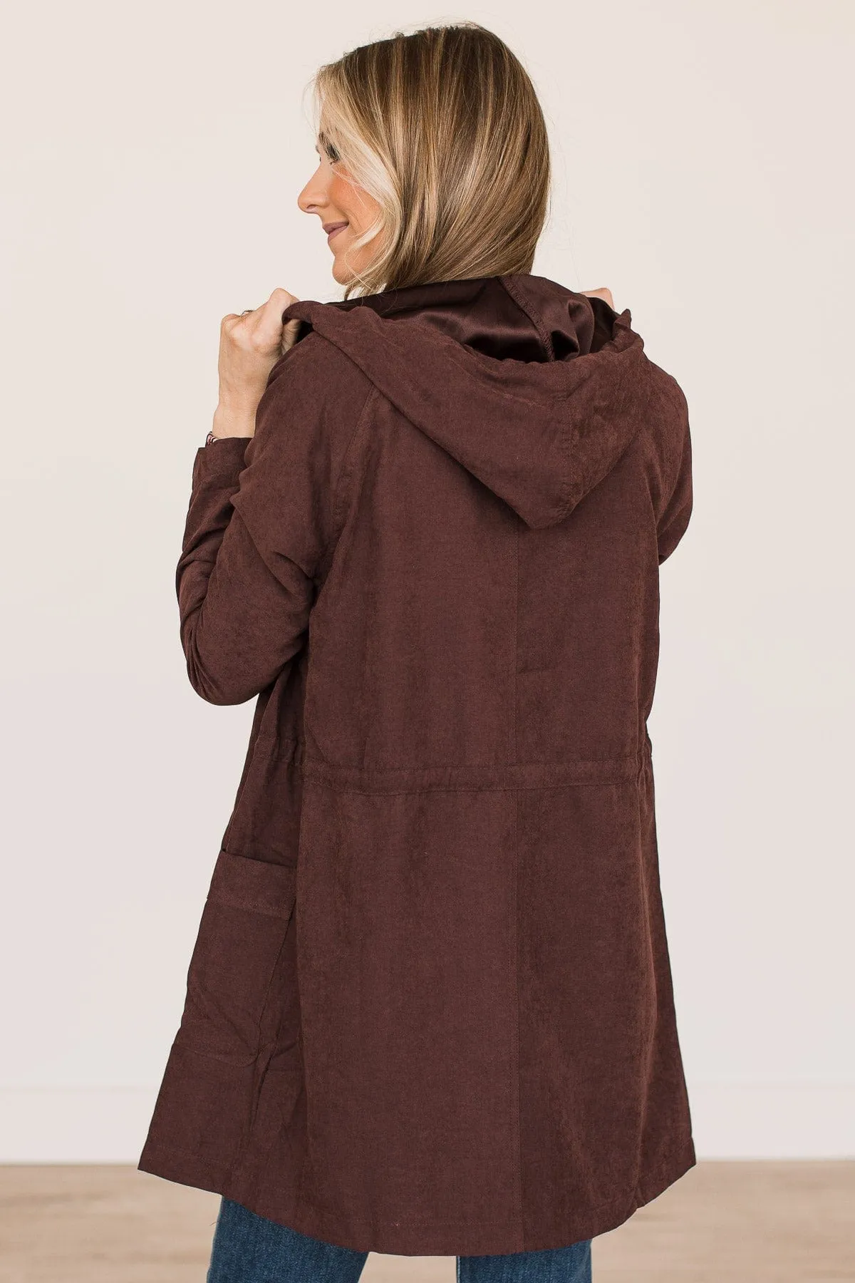 Go Getter Open Front Lightweight Jacket- Wine