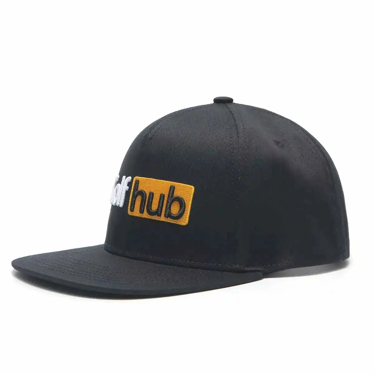 Golf Hub Black SnapBack Golf Hat - Flat Brim