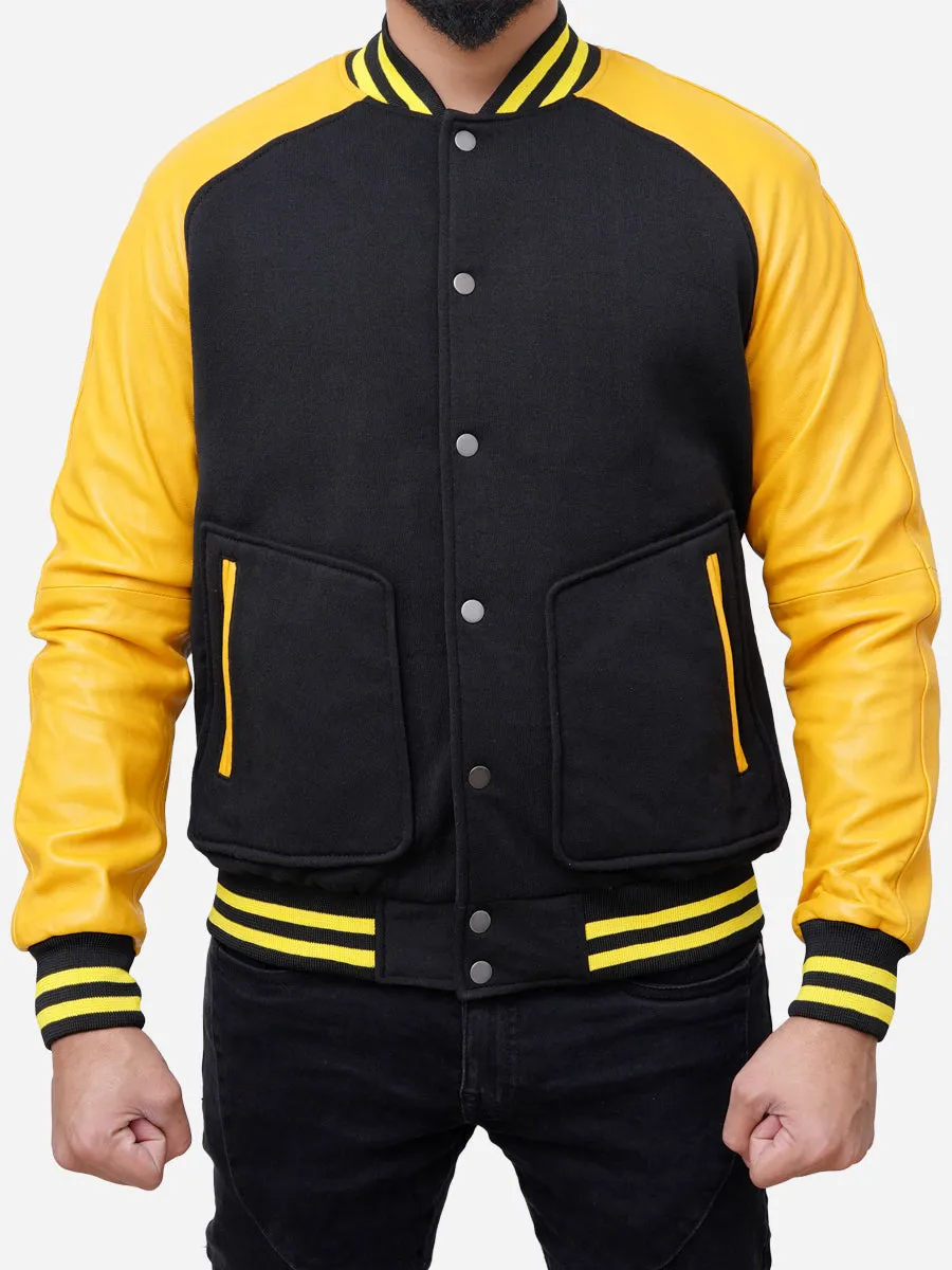 Grayson Black and Yellow Varsity Jacket