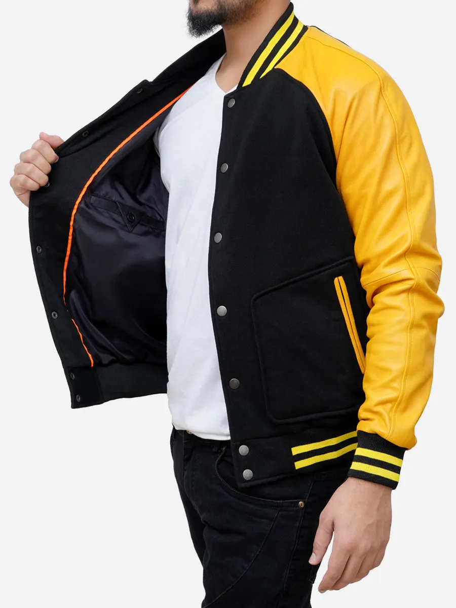 Grayson Black and Yellow Varsity Jacket