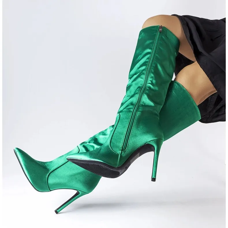 Green high heel boots from Marlengo