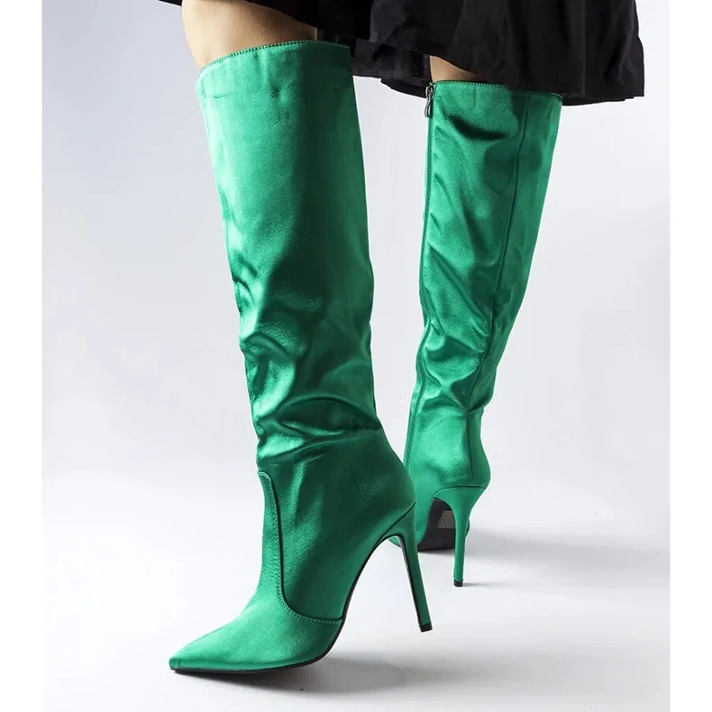 Green high heel boots from Marlengo