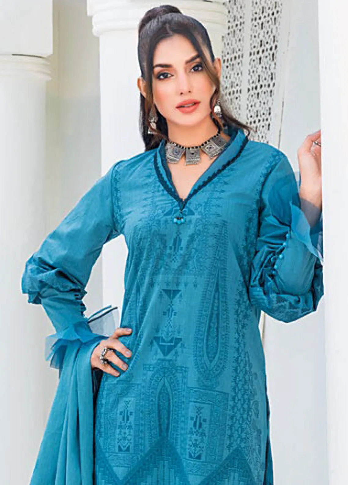 Gul Ahmed Chambray Jacquard Unstitched 3 Piece Suit - GA24EL MJ-42006