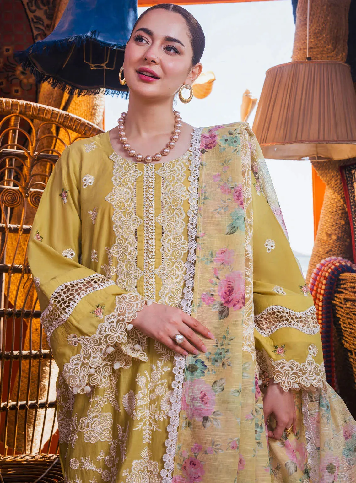 Hai Kuch By Elaf Festive Embroidered Lawn 3 Piece Unstitched Suit EF24HK EHK-2B NARGIS