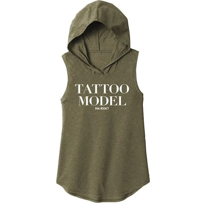 InkAddict Women's Tattoo Model Sleeveless Hoodie Tee