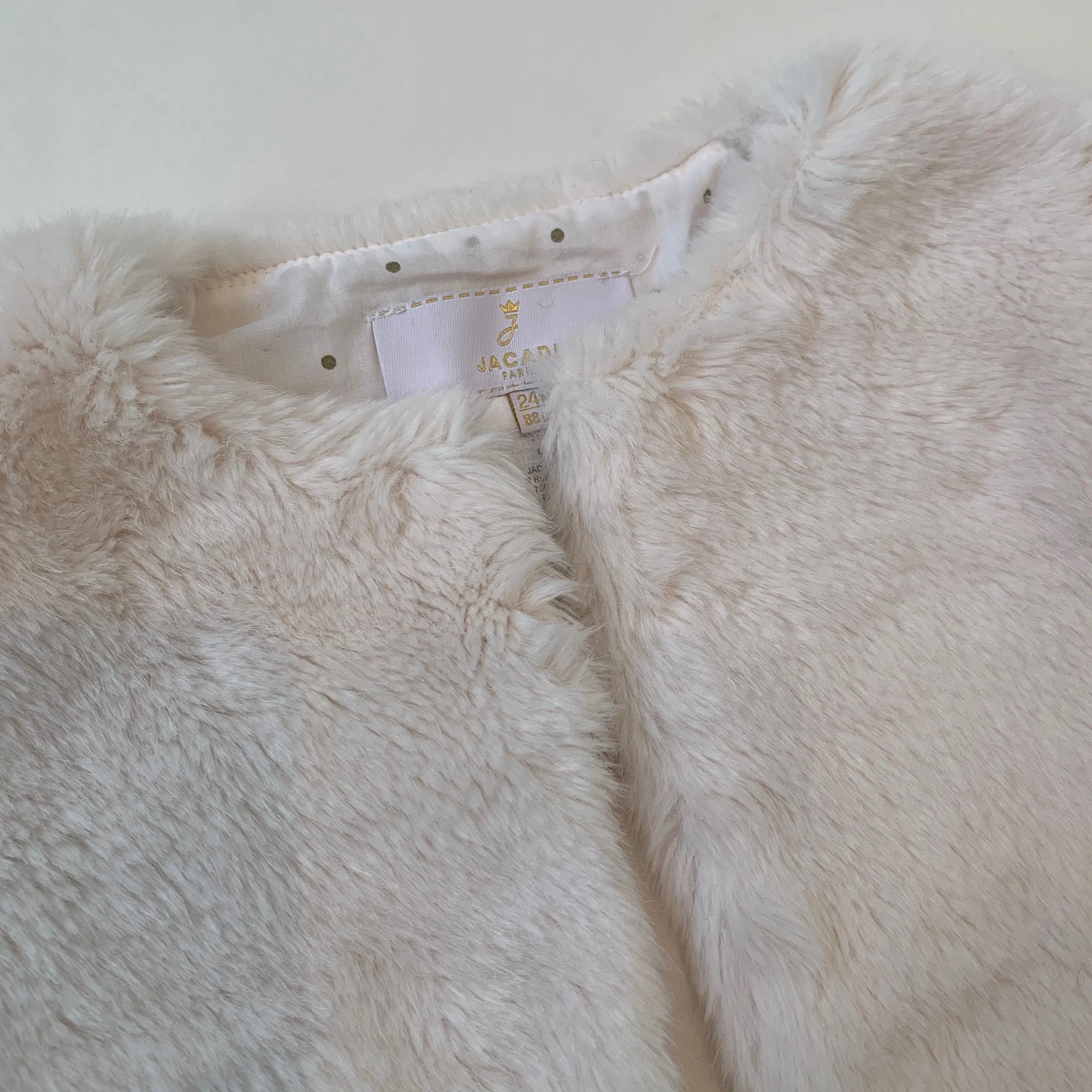 Jacadi Cream Faux Fur Jacket: 2 Years