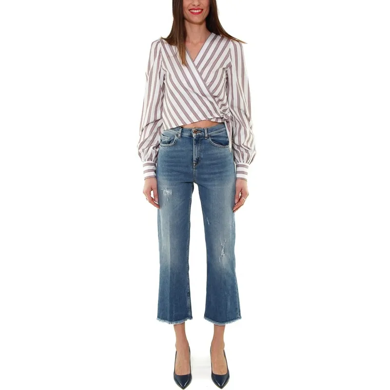 JEANS MOM FIT IN DENIM USED, BLU