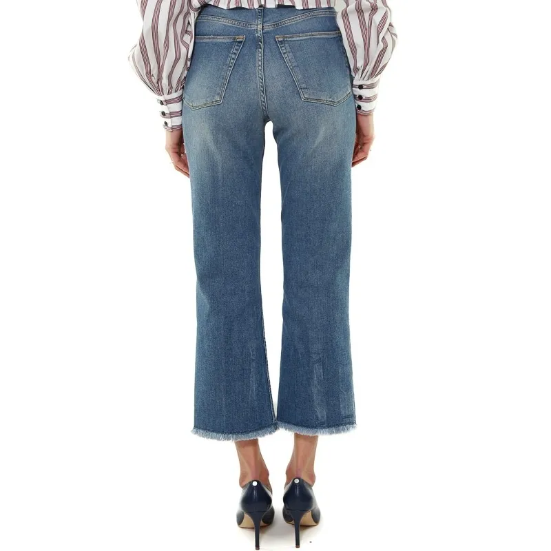 JEANS MOM FIT IN DENIM USED, BLU