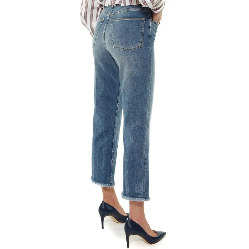 JEANS MOM FIT IN DENIM USED, BLU