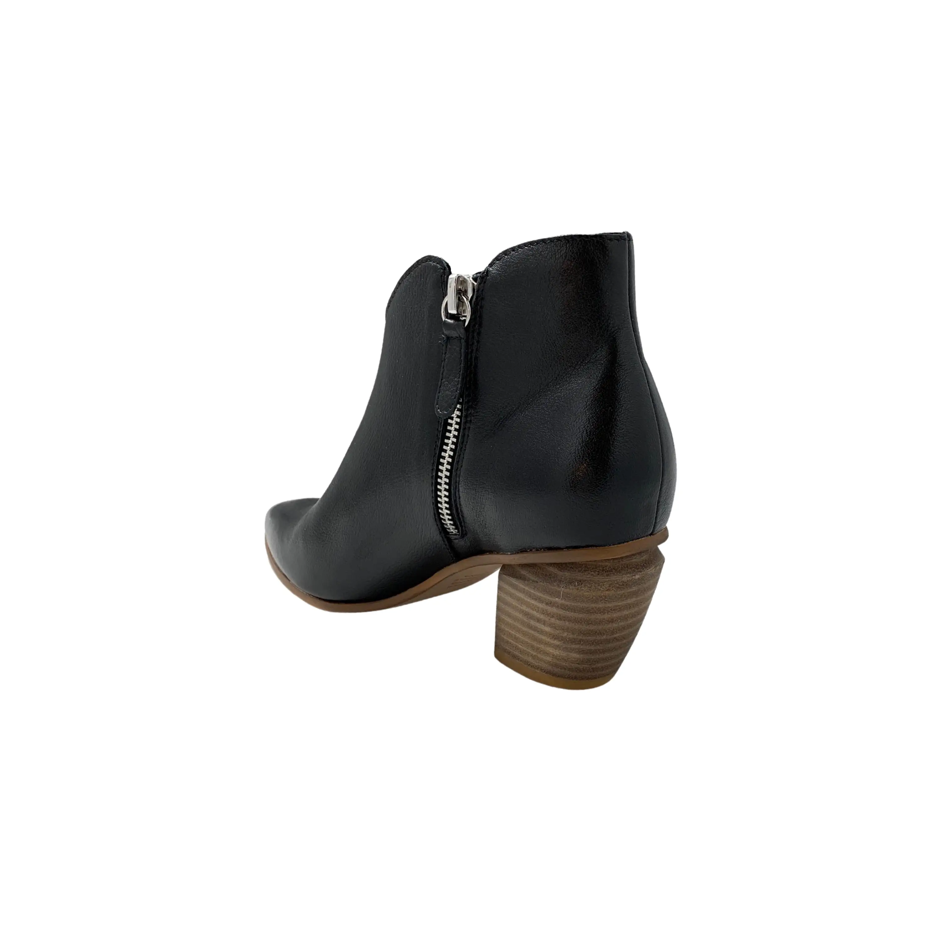 Josky Black Leather Ankle Boot