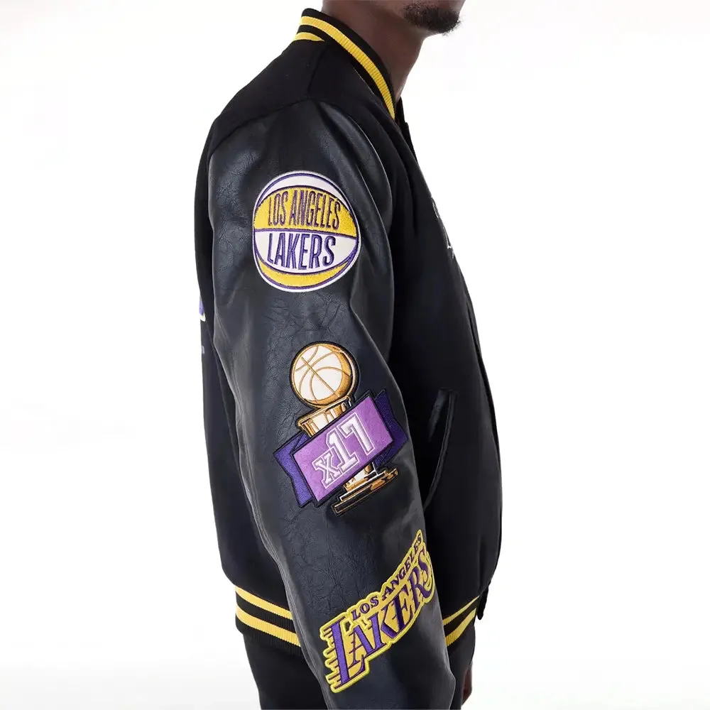 La Lakers Nba Patch Black Varsity Jacket