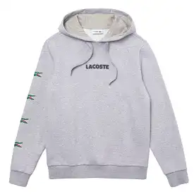 Lacoste Sport Crocodile Print Hooded Cotton Sweatshirt (Grey) NTWRK