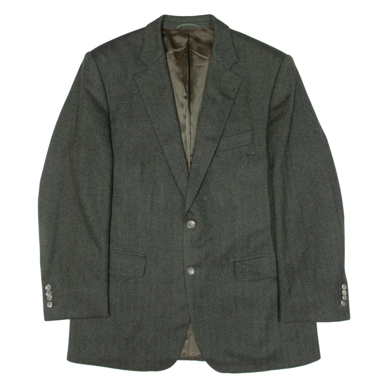 LAWRENCE FASHION Mens Blazer Jacket Green Knit Cashmere Herringbone L