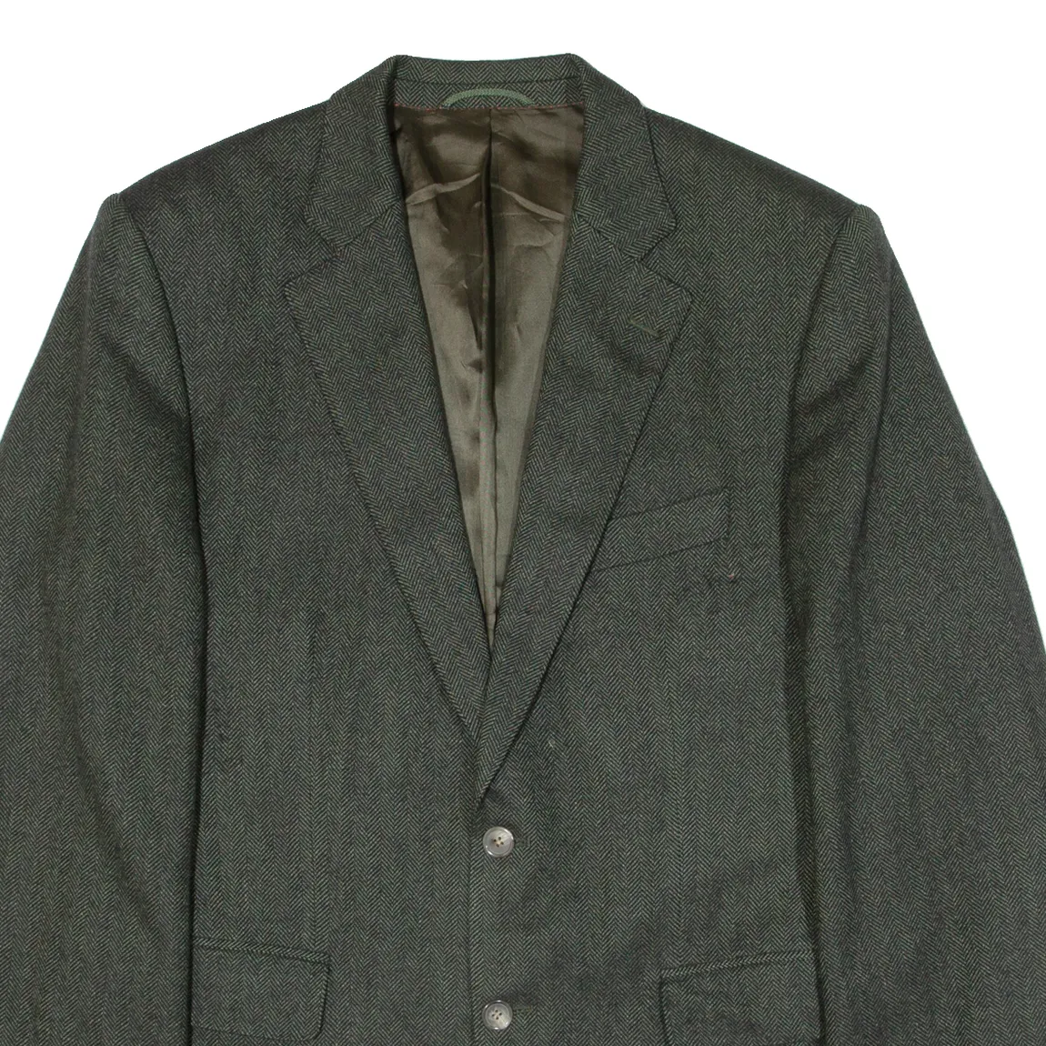 LAWRENCE FASHION Mens Blazer Jacket Green Knit Cashmere Herringbone L