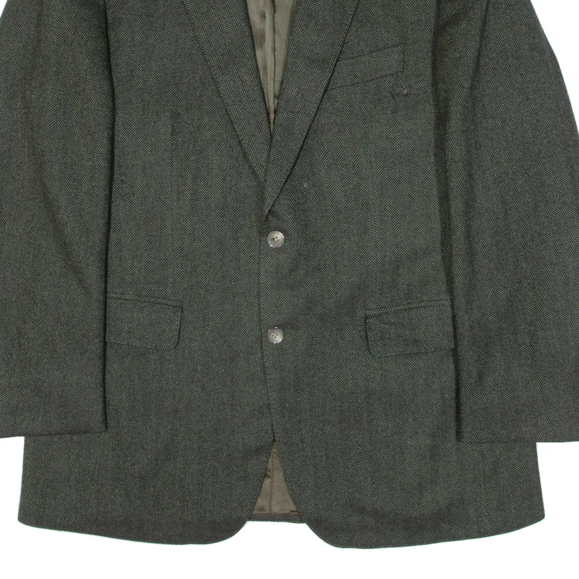 LAWRENCE FASHION Mens Blazer Jacket Green Knit Cashmere Herringbone L