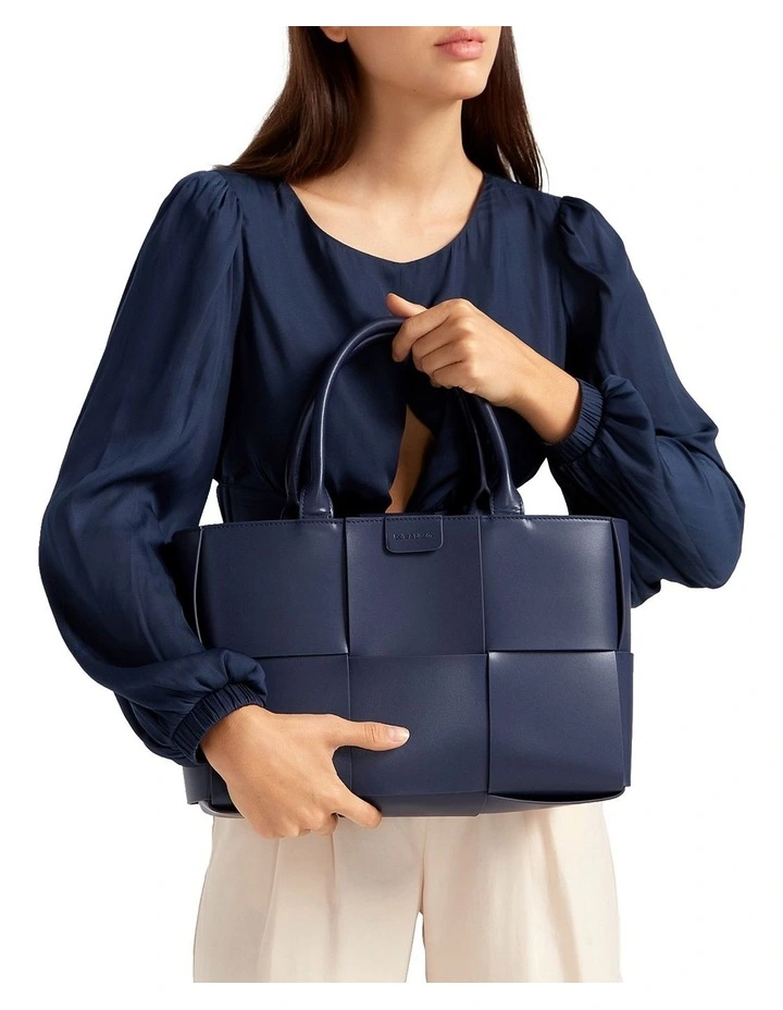 Long Way Home Woven Tote Bag in Navy