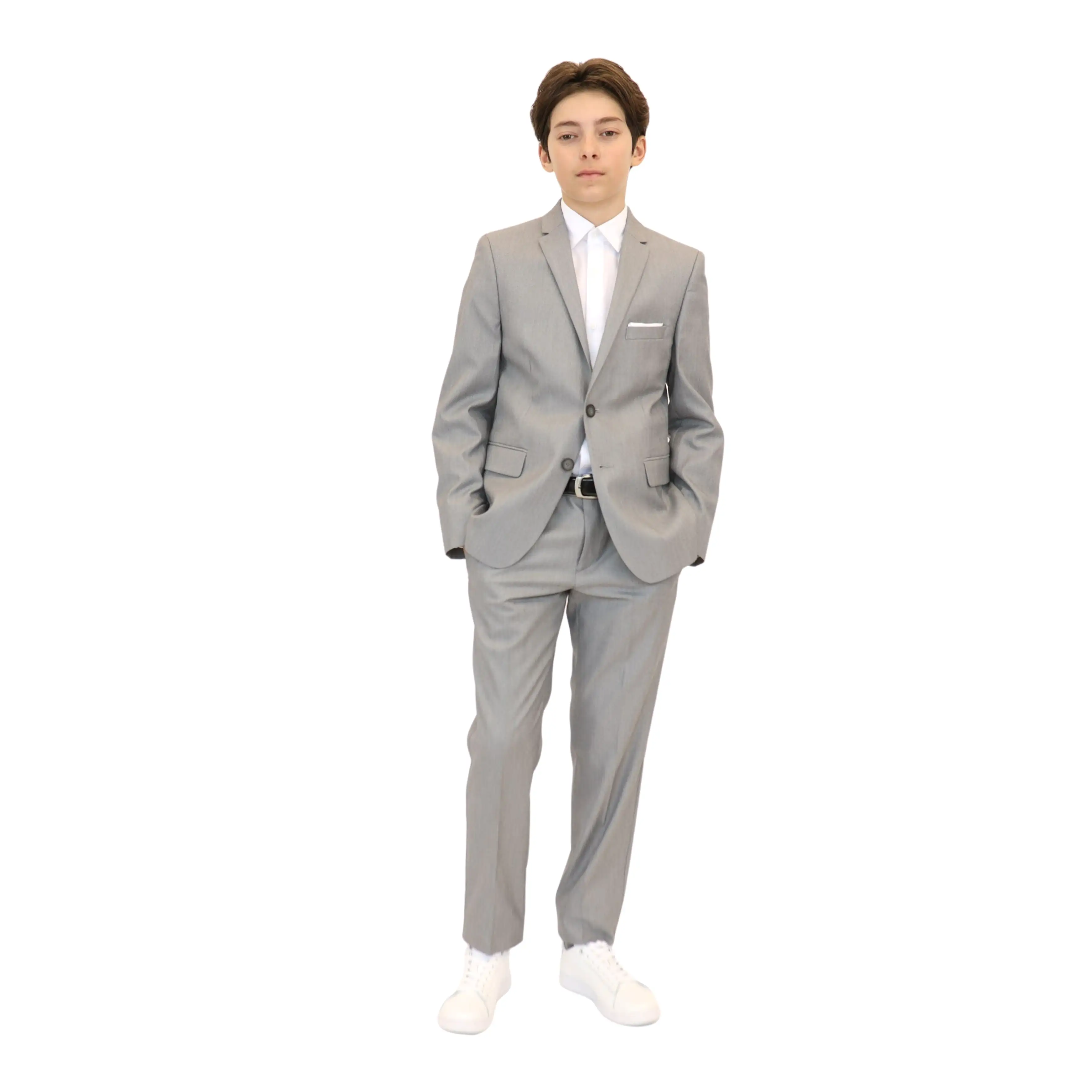 Marc New York Boys Skinny Light Grey Sharkskin Suit W0707