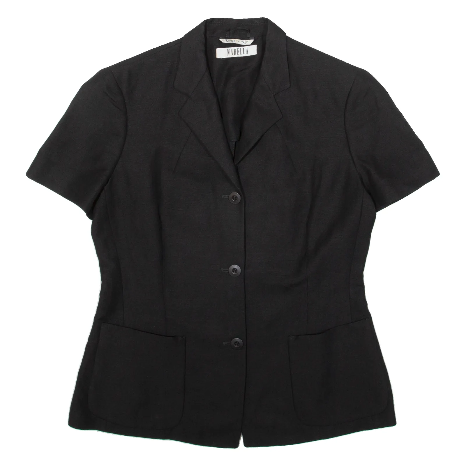 MARELLA Womens Blazer Jacket Black Linen UK 10