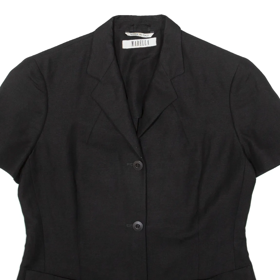 MARELLA Womens Blazer Jacket Black Linen UK 10