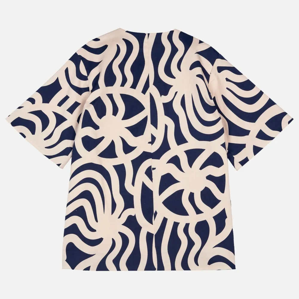 marimekko  |Crew Neck Cropped Cotton Medium Short Sleeves Tunics