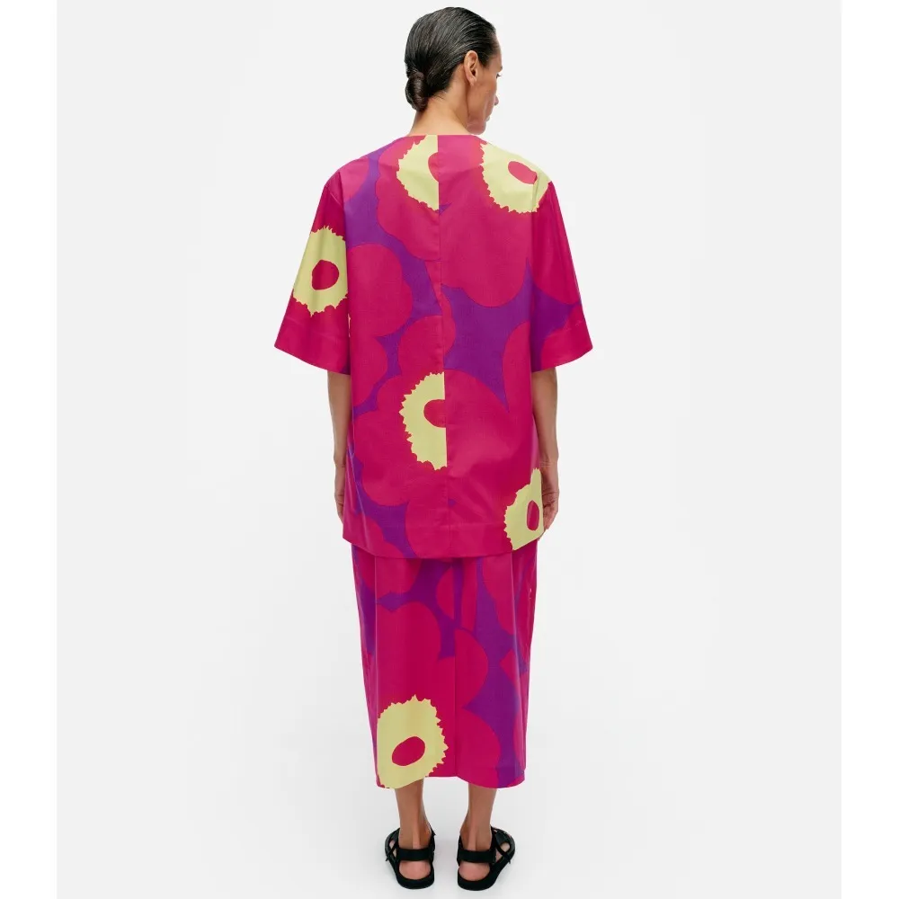 marimekko  |Crew Neck Flower Patterns Cropped Cotton Tunics