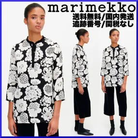 marimekko  |Flower Patterns Linen Cropped Medium Tunics