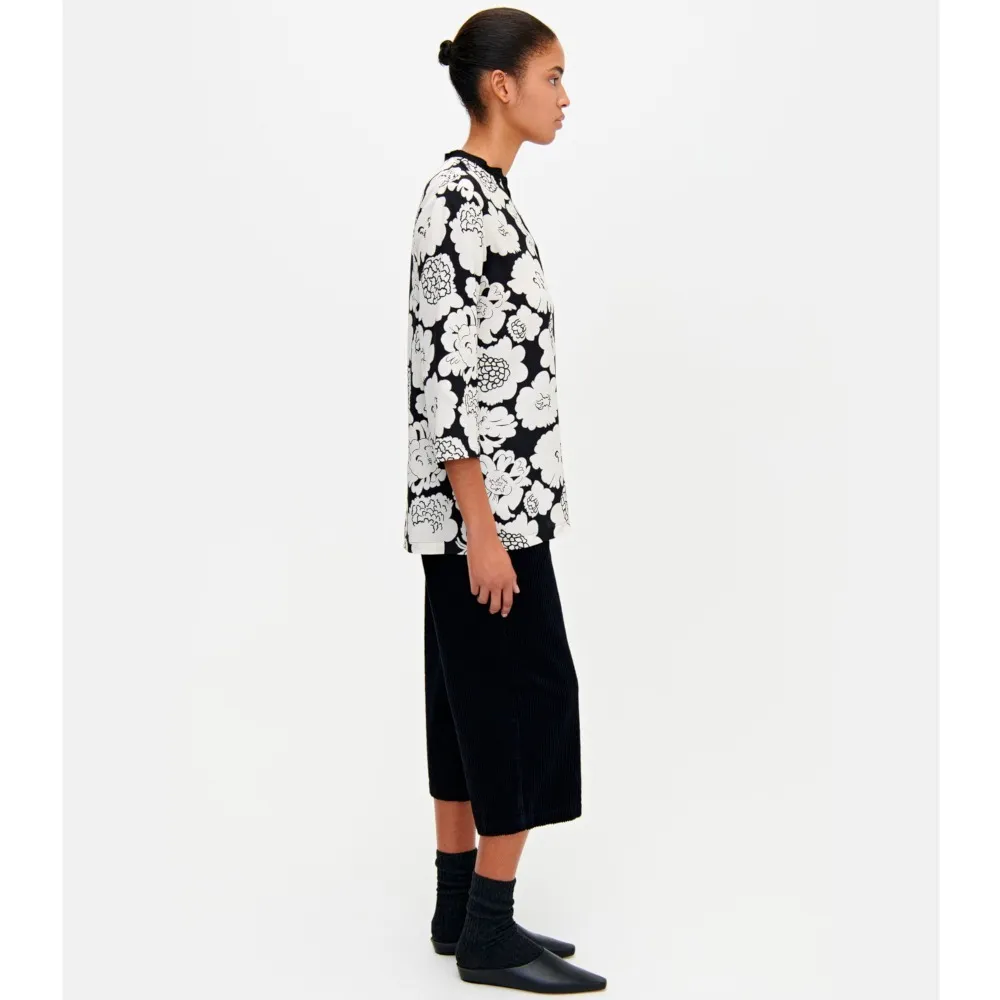 marimekko  |Flower Patterns Linen Cropped Medium Tunics