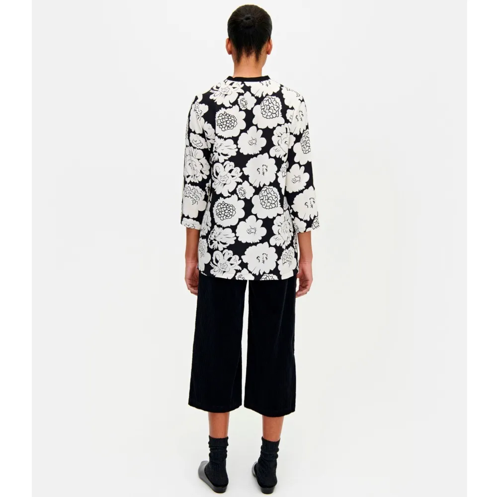 marimekko  |Flower Patterns Linen Cropped Medium Tunics