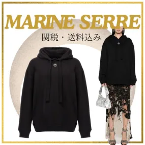 MARINE SERRE  |Long Sleeves Cotton Logo Hoodies & Sweatshirts