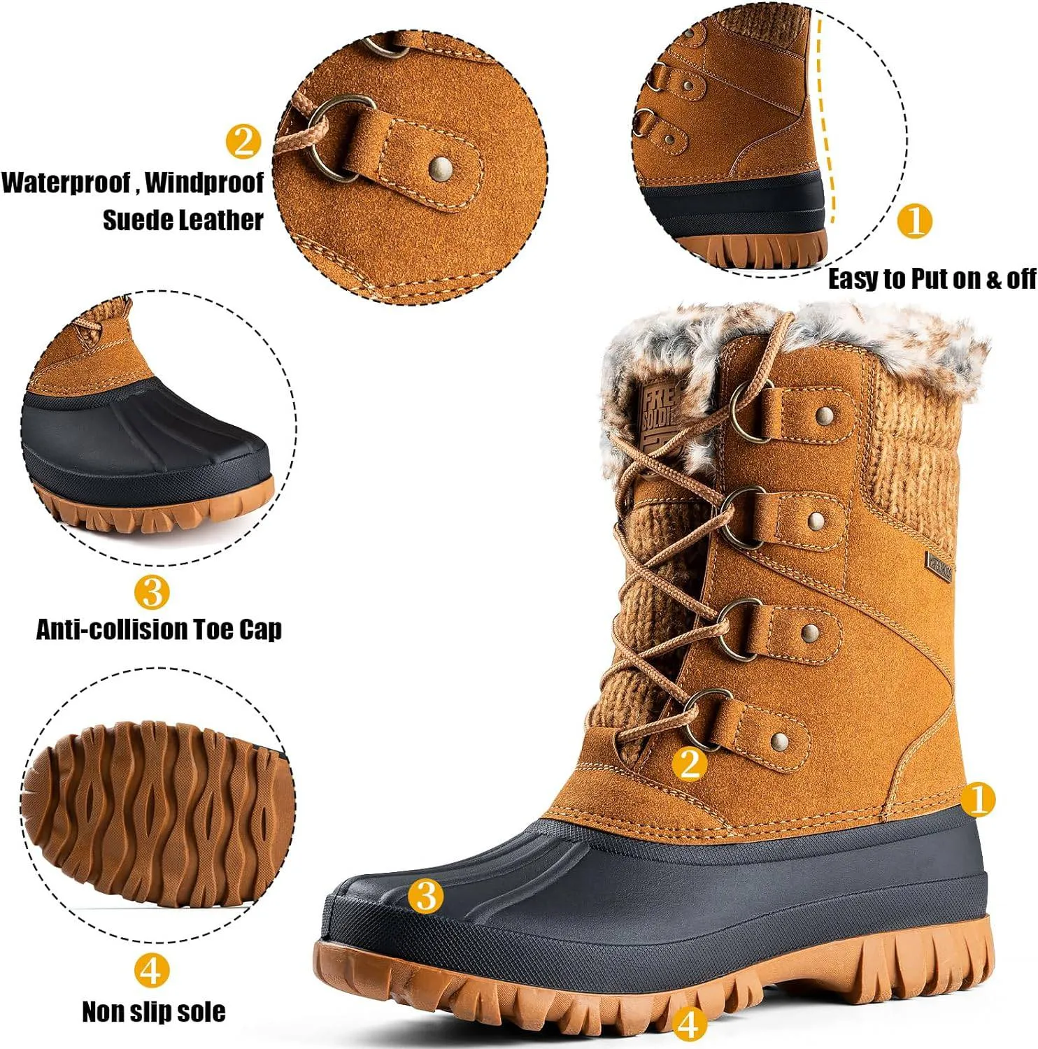 MARYJANE Women’s Waterproof Snow Hiking Boots