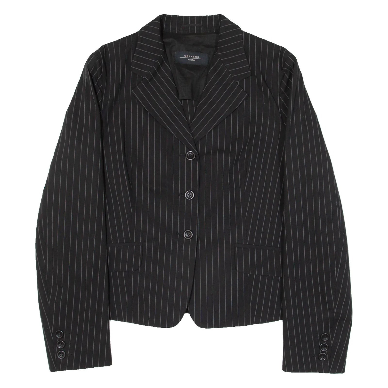 MAX MARA WEEKEND Womens Blazer Jacket Black Pinstripe UK 14