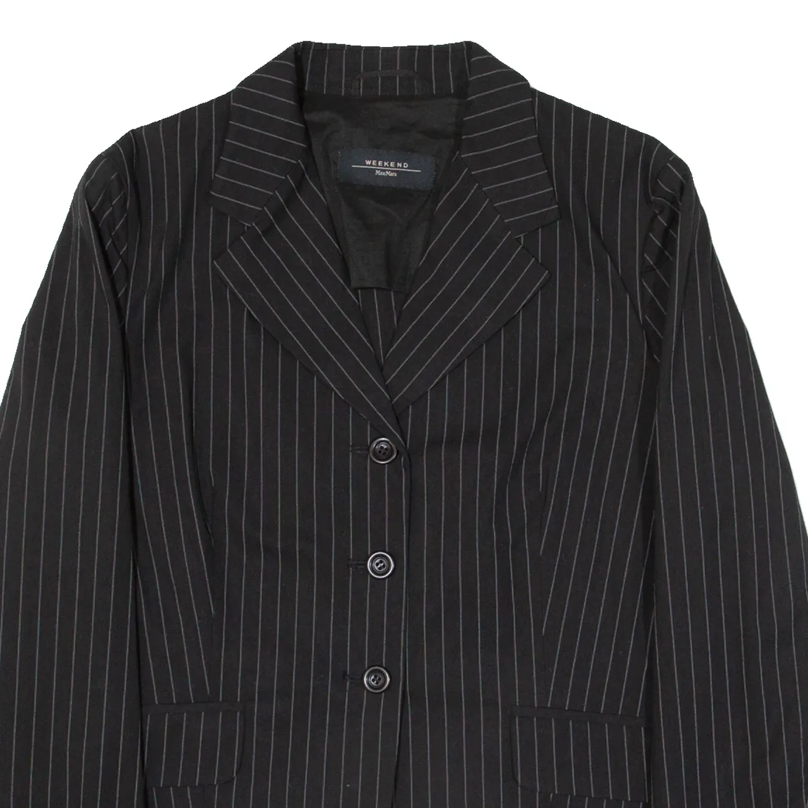 MAX MARA WEEKEND Womens Blazer Jacket Black Pinstripe UK 14