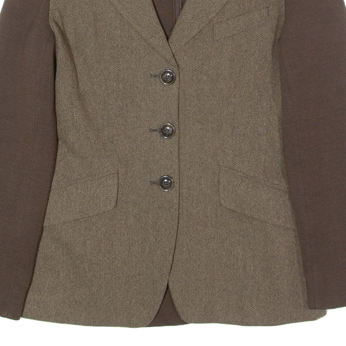 MAX MARA WEEKEND Womens Blazer Jacket Brown Tweed Wool Colourblock UK 12