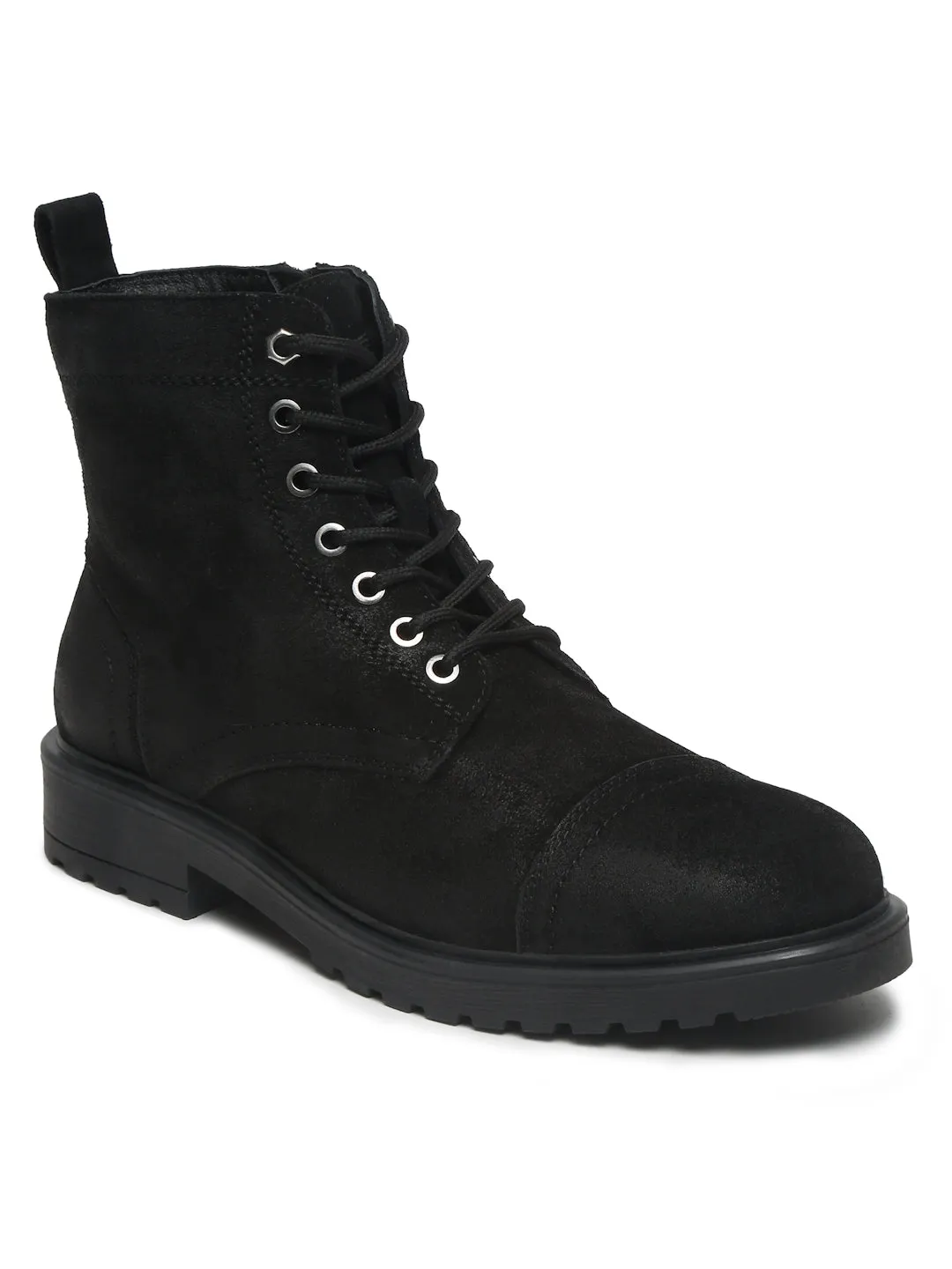 Mens Black Leather Lace-up Boots