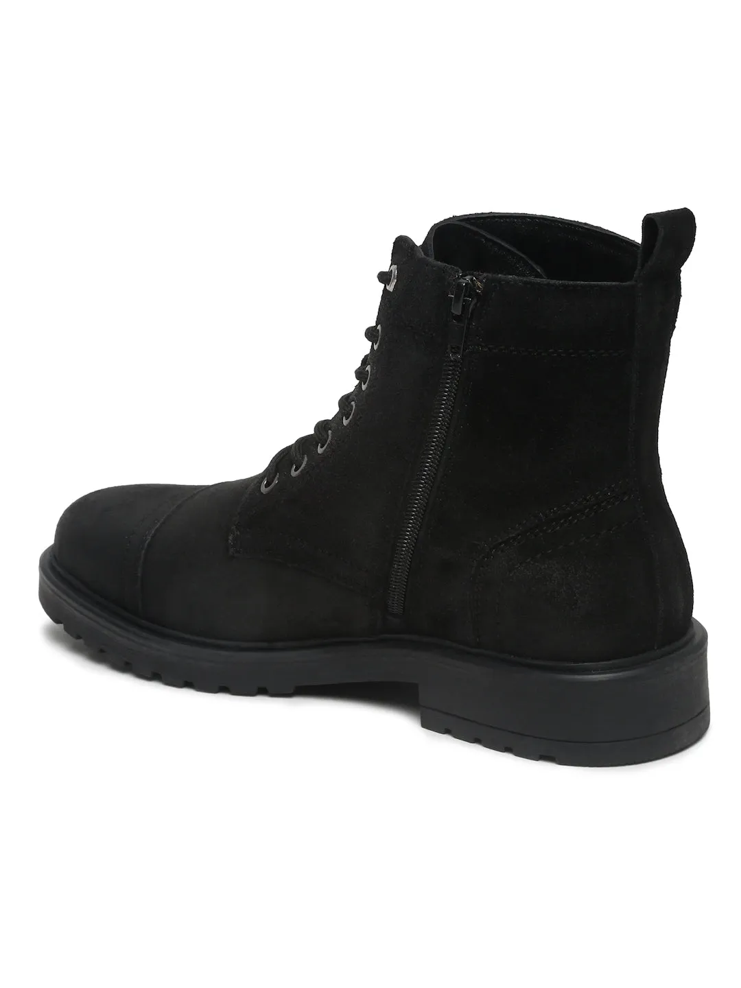 Mens Black Leather Lace-up Boots